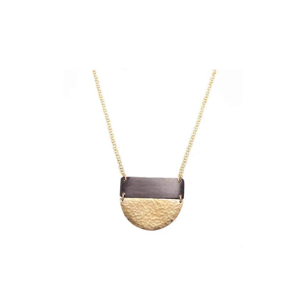 Kipato Unbranded - Halfmoon Necklace (brass, white, black) 