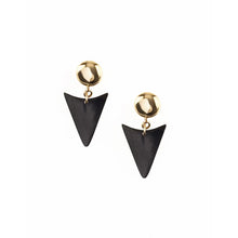 Load image into Gallery viewer, Kipato Unbranded - Pyramid Brass Earrings (black &amp; white) 
